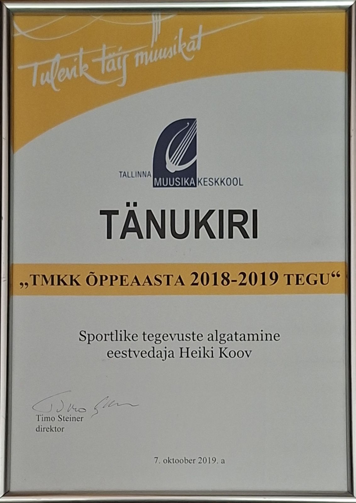 Heiki Koov, TMKK aasta tegu