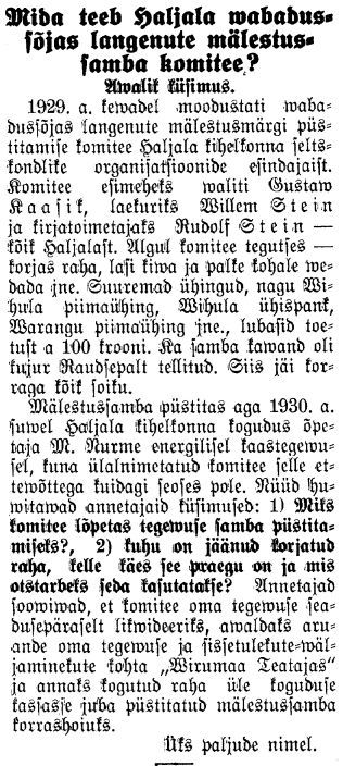 "Virumaa Teataja" 14.10.1933