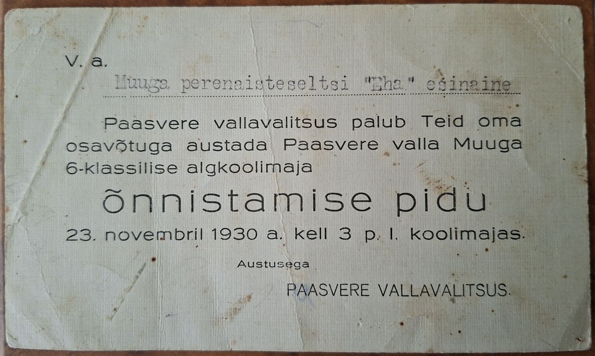 Foto: Vinni-Pajusti Gümnaasiumi muuseum. 