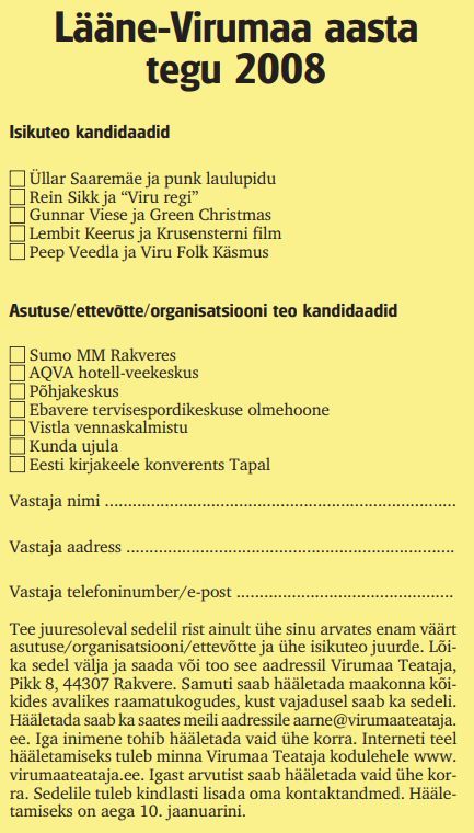 "Virumaa Teataja" 8.01.2009
