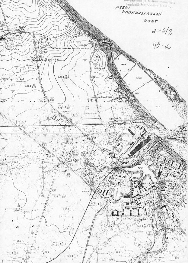 Mälestuskivi asukoht nõukaagsel skeemil (Muinsuskaitseameti arhiiv). 