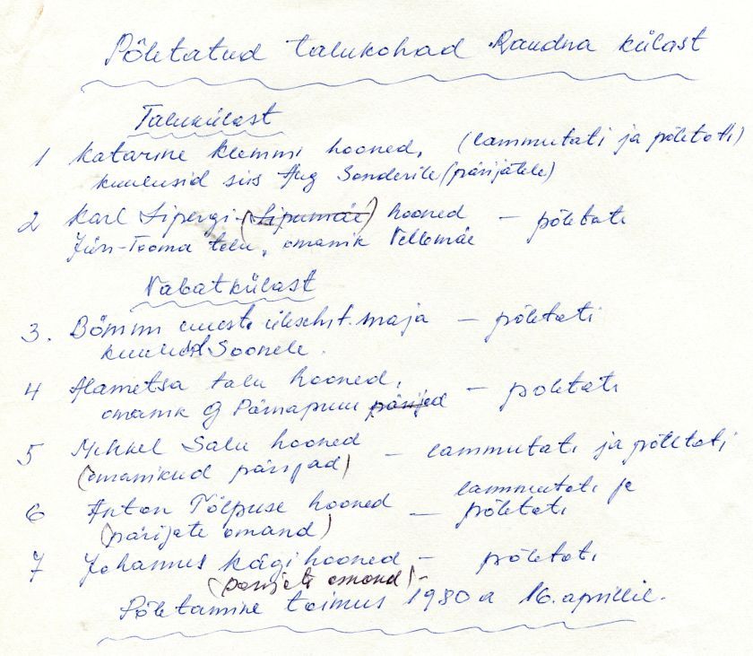 Endised talukohad Raudna külas. 